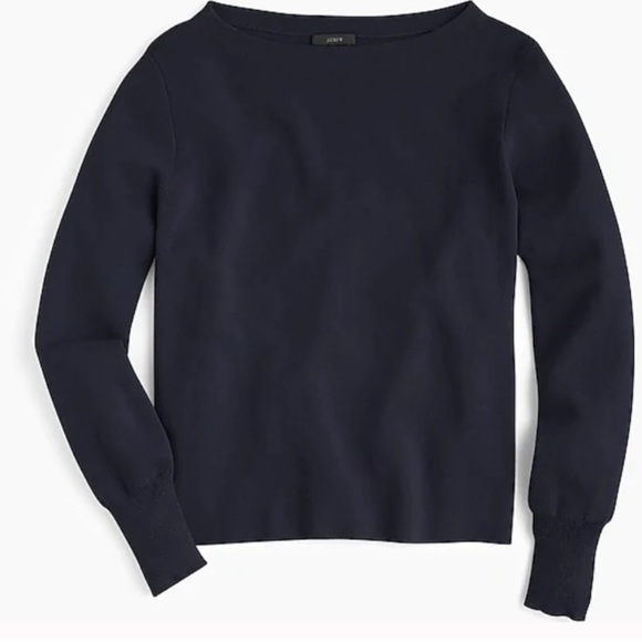J. Crew black subtle boat neck merino wool sweater - Picture 1 of 8